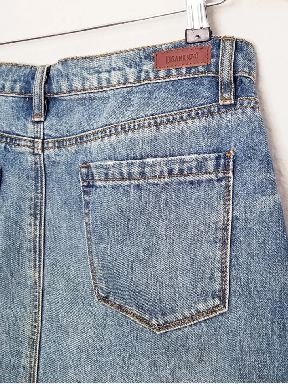 Blank NYC Denim Skirt 28 Fray Distressed Blue Jean Mini High Waist 100% Cotton